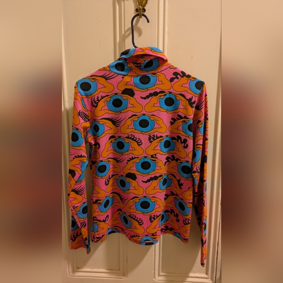 Colorful Eye Pattern Long Sleeve Turtleneck HTF - Picture 3 of 6